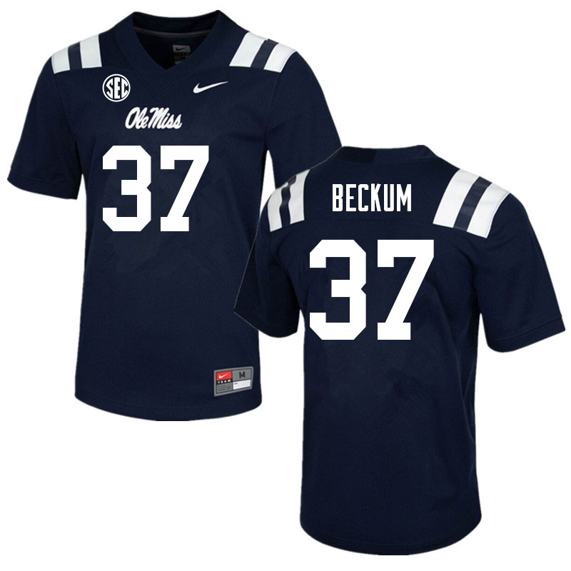 Men #37 DJ Beckum Ole Miss Rebels College Football Jerseys Sale-Navy